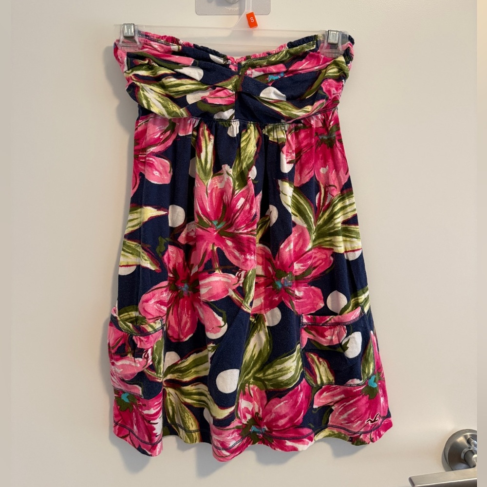 Hollister Floral Mini Bandeau Dress with Pockets